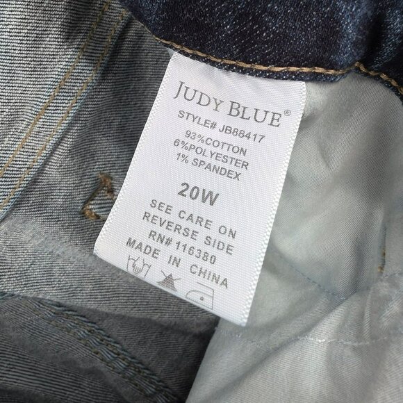 Judy Blue Skinny Fit Jeans 20W Medium Wash Distressed Raw Hem High Rise Stretchy - Picture 8 of 13